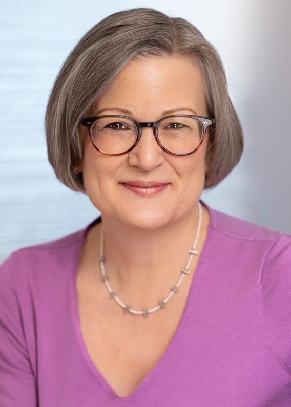 Maribeth Stephens in magenta sweater